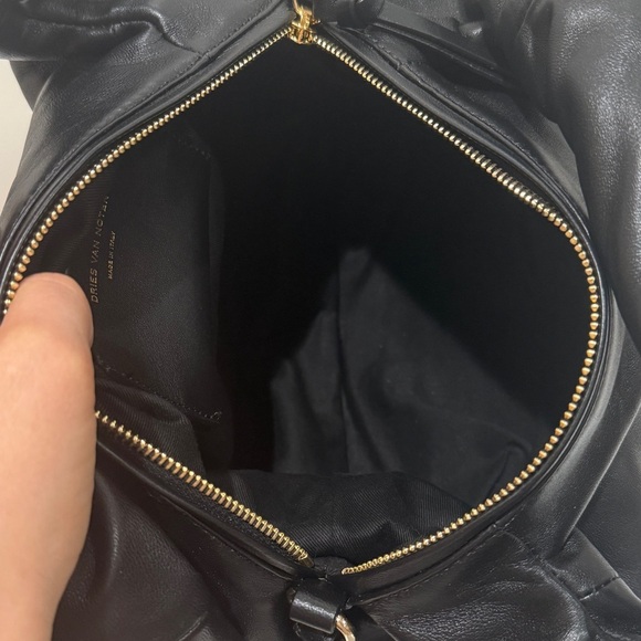 NWT Dries Van Noten Twister Leather Top Handle Shoulder Bag Black Made in Italy - Picture 4 of 16